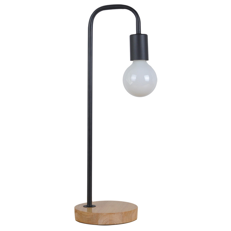 Black Bulb Lamp with Wood Base | Aesthetic Decor Shop