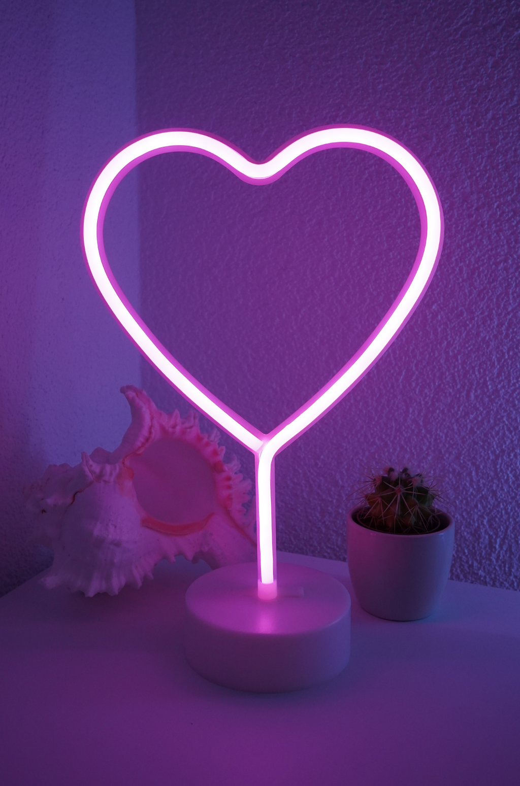 Heart LED Neon Lamp with Base | Aesthetic Decor Shop