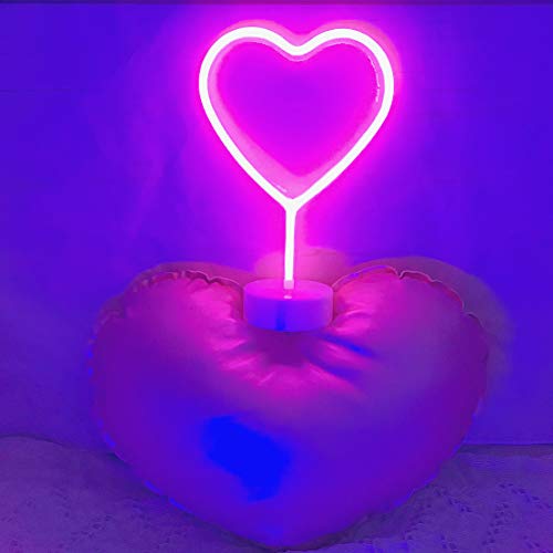 Heart LED Neon Lamp with Base | Aesthetic Decor Shop