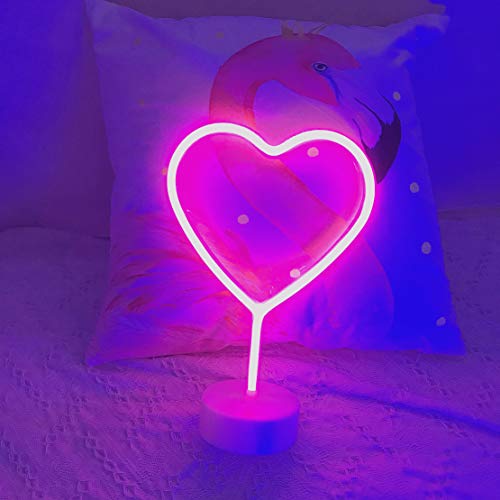 Heart LED Neon Lamp with Base | Aesthetic Decor Shop