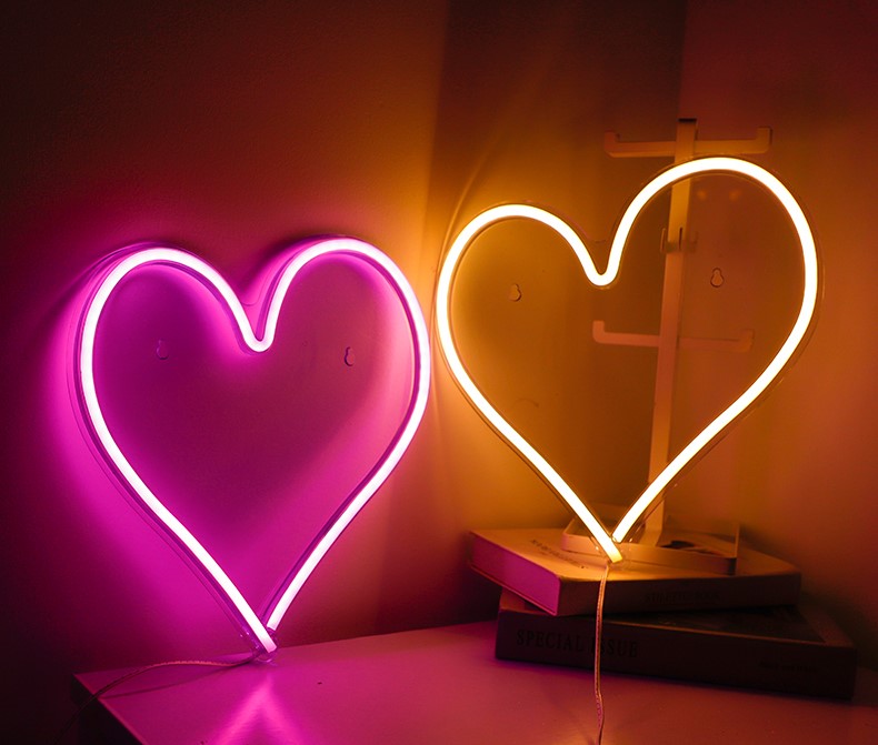 Heart-Shaped Neon Wall Lights | Aesthetic Decor Shop