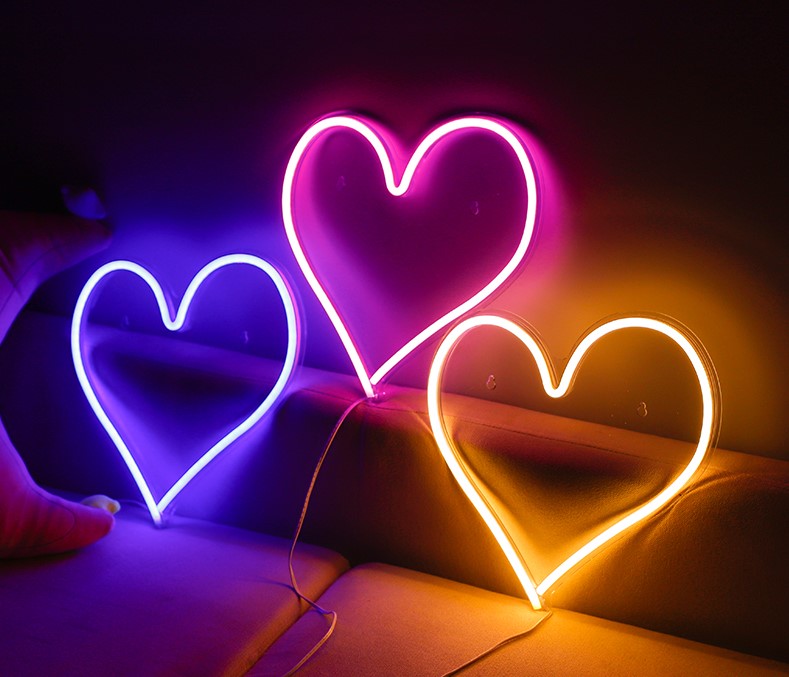 Heart-Shaped Neon Wall Lights | Aesthetic Decor Shop