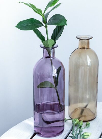 Purple Glass Bottle Vase