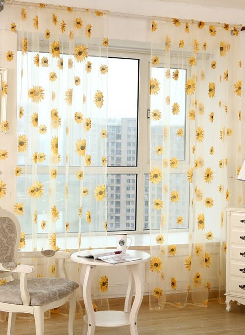 Sunflower See-Through Curtain