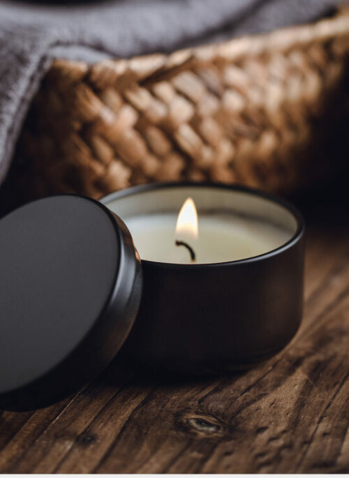 Scented Candle with Essential Oil in Black Can