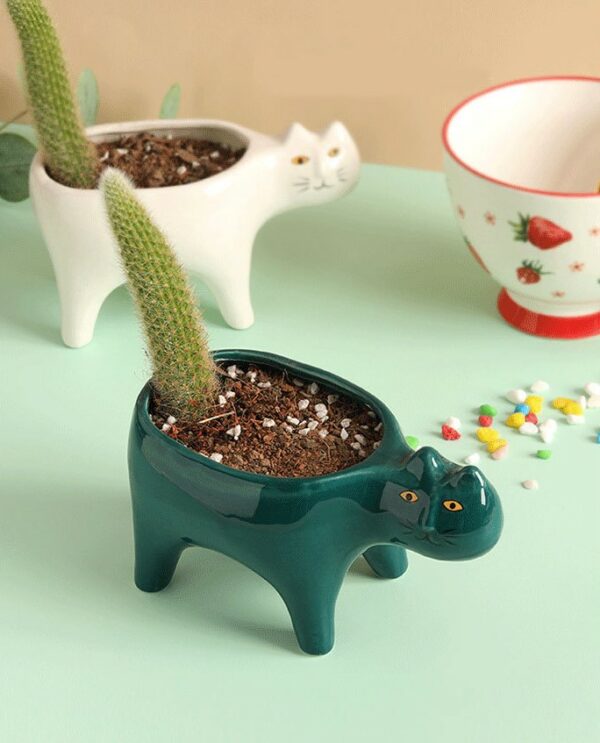 Ceramic Cat Plant Pot | Aesthetic Decor Shop