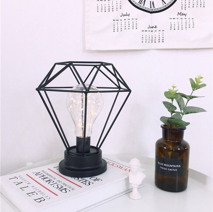 Diamond Shaped Iron Lamp | Aesthetic Decor Shop