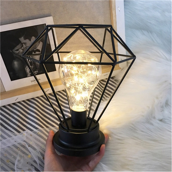 Diamond Shaped Iron Lamp | Aesthetic Decor Shop