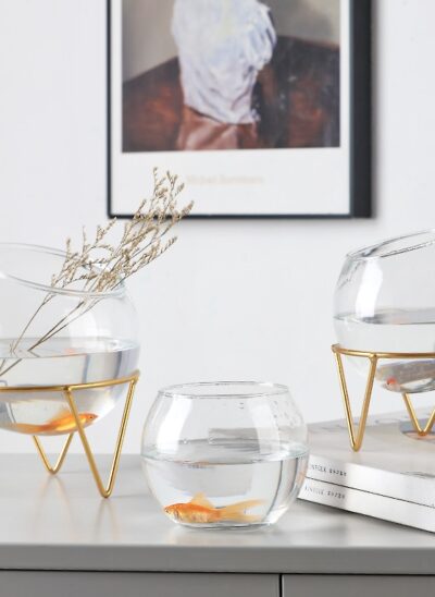 Hydroponic Glass Bowl with Gold Legs