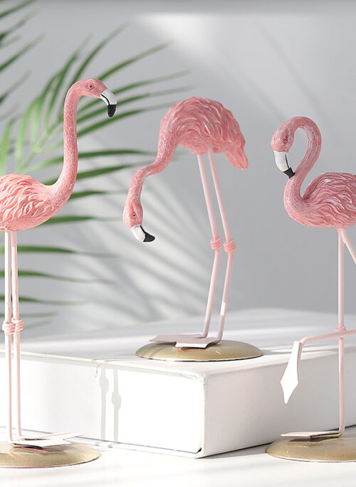 Pink Resin Flamingo Figurines