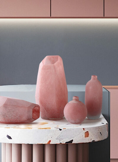 Rose Quartz Crystal Shaped Glass Vases