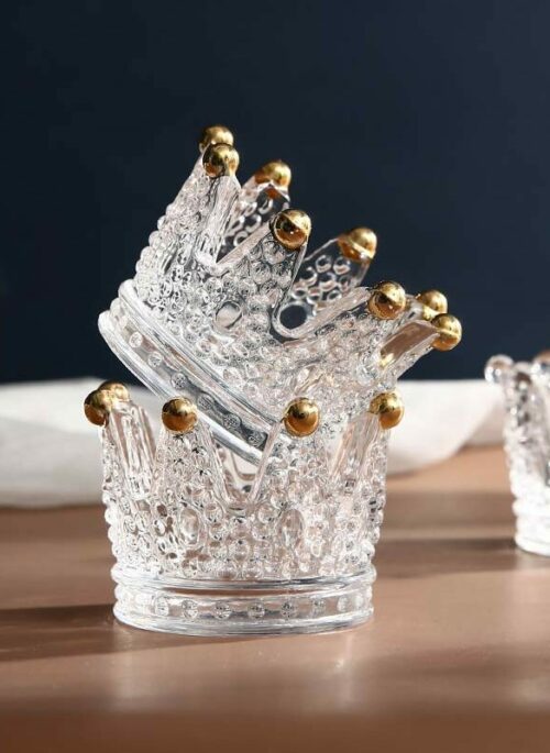 Small Glass Crown Candle Holder