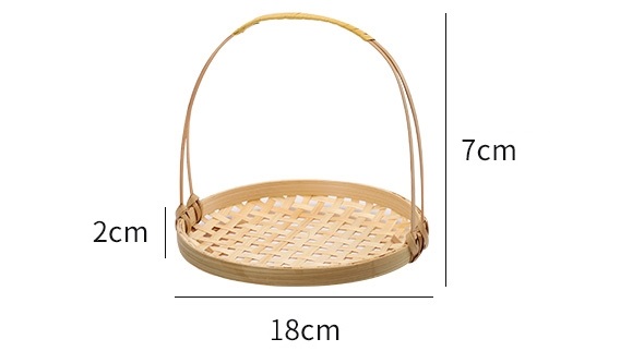 Bamboo Weave Round Tray with Handle | Aesthetic Decor Shop