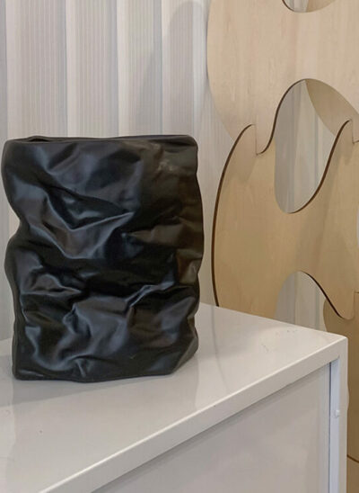 Creased Sack-Shaped Ceramic Vase