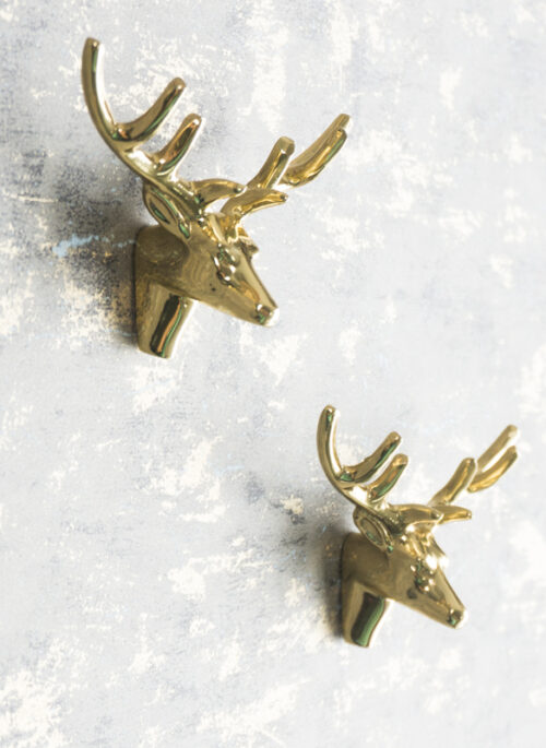 Gold Brass Deer Head Hook