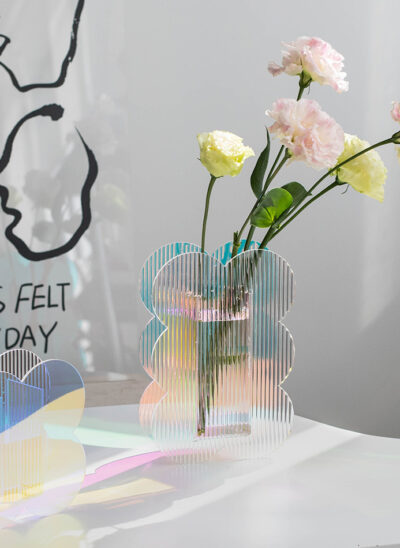 Holographic Clover-shaped Acrylic Vases