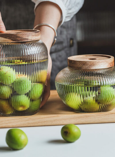 Large Glass Pickling Jars with Wooden Lid