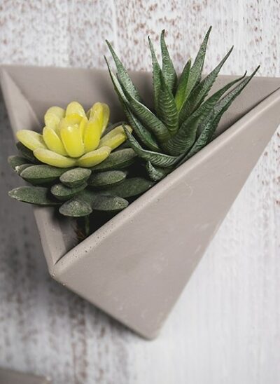 Pyramid-Shaped Cement Wall Plant Pot