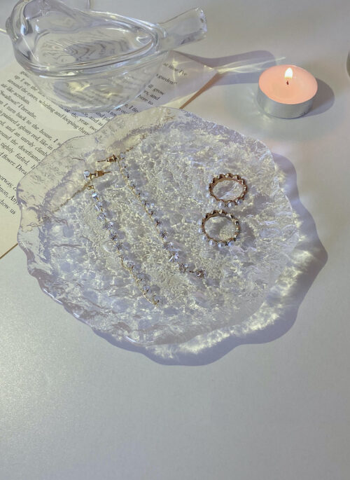 Water Puddle Glass Jewelry Plate
