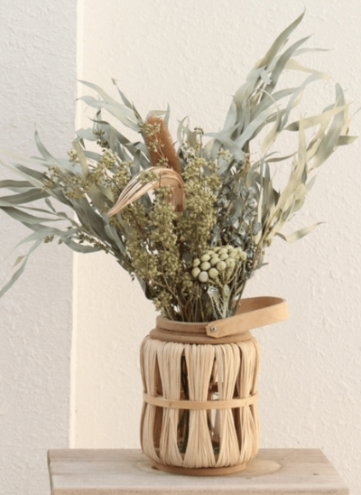 Weave Bamboo Dried Flower Vase with Handle