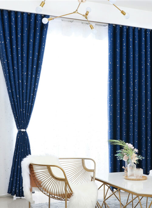 Blue Curtain with Stars Pattern