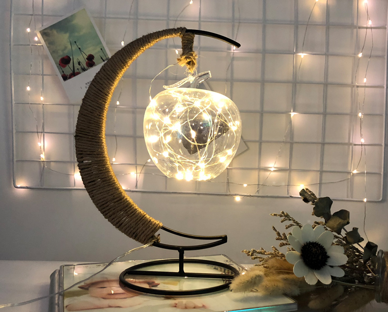 Fairy Light Glass Ball Iron with Twine Lamp