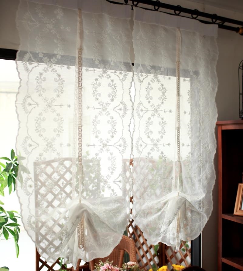 Fan-Shaped Embroidered Mesh Half Curtain | Aesthetic Decor Shop