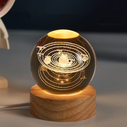 Galaxy Crystal Ball on Wooden Base Lamp | Aesthetic Decor Shop