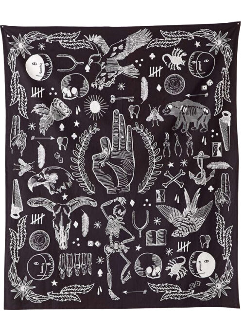 Mixed Art Black Tapestry