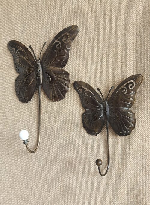 Large Iron Butterfly Wall Hooks