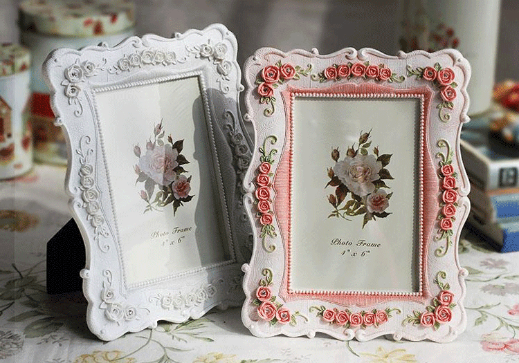 Rose Engraved Picture Frame with Baroque Details
