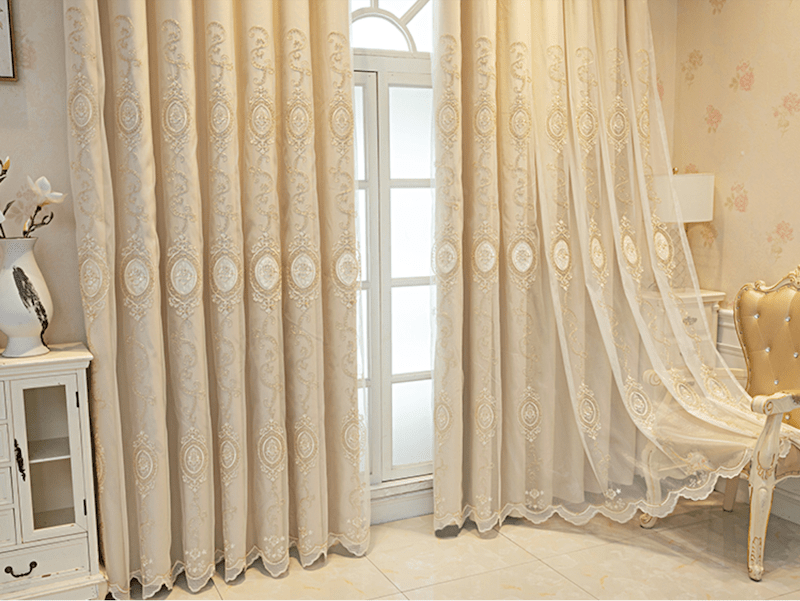 Vintage Embroidered Lace Cream Curtains