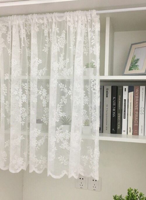 White Sheer Lace Valance Curtains