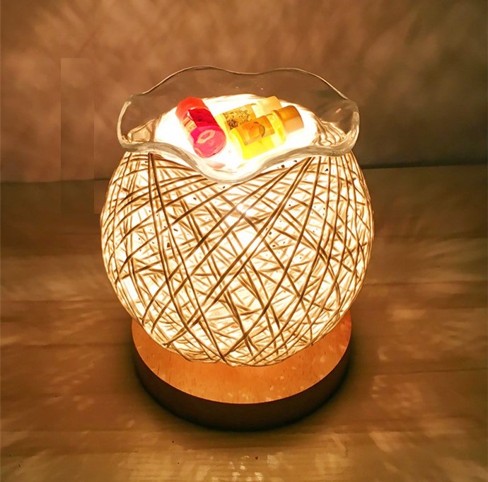 Sphere Hemp Rope Oil Burner Lamp