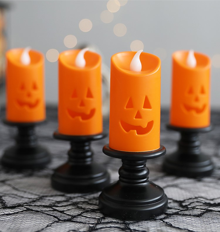 Mini Plastic Candle Stick with Pumpkin Face | Aesthetic Decor Shop