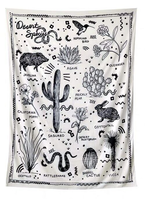 Black and White Desert Species Tapestry