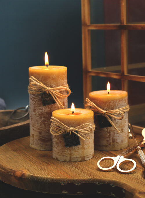 Rustic Brown Aromatherapy Candle Set with Jute Ribbon