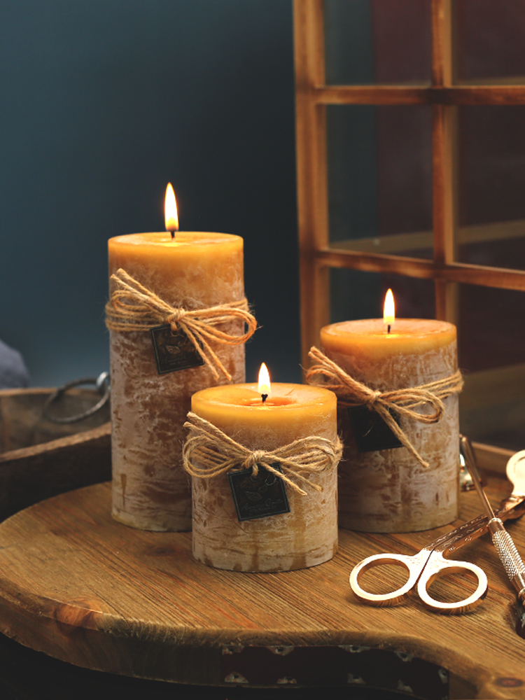 Rustic Brown Aromatherapy Candle Set with Jute Ribbon Aesthetic Decor