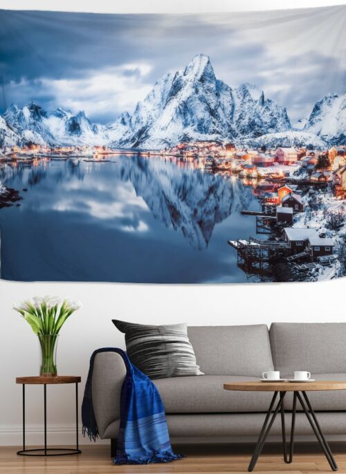 Snowy Mountain Scenery Tapestry