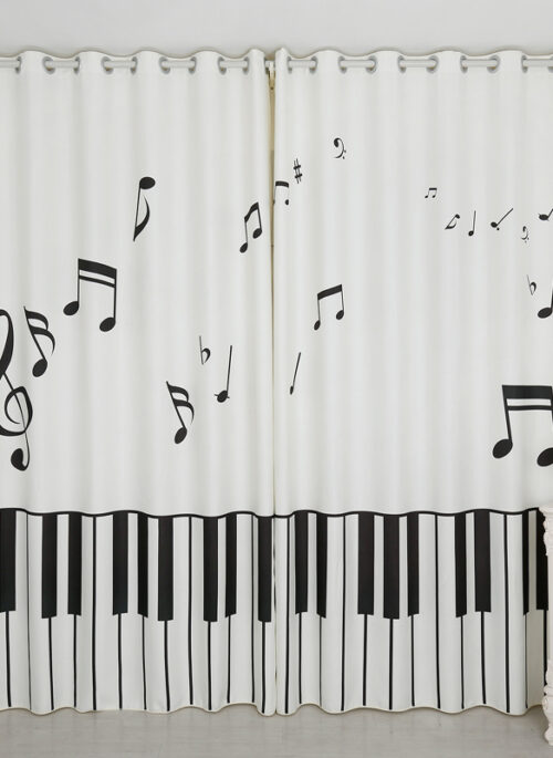Piano and Music Notes Curtain